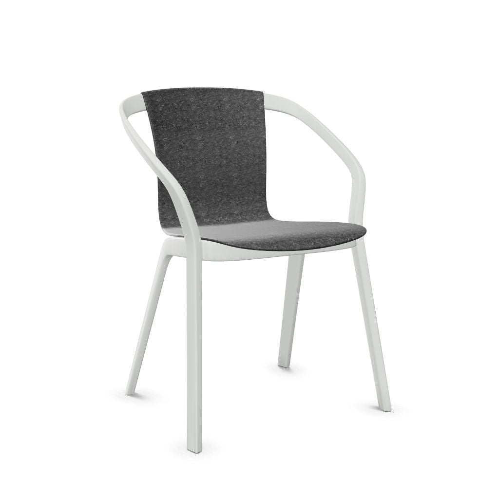Workwell Sedus semood se mood Vierfuss Stuhl mit Kunststoff-Sitz aus Filz anthrazit und Gestell lichtgrau, stapelbar