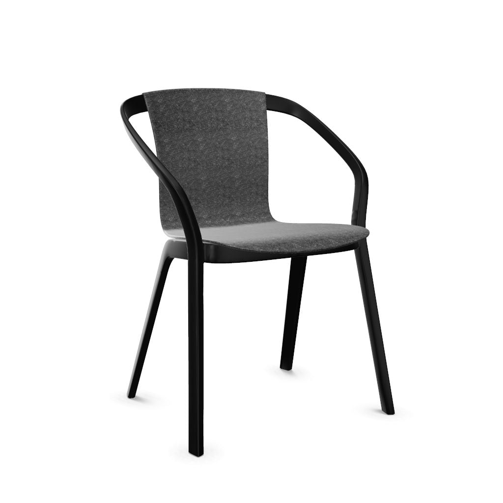 Workwell Sedus semood se mood Vierfuss Stuhl mit Kunststoff-Sitz aus Filz anthrazit und Gestell schwarz, stapelbar