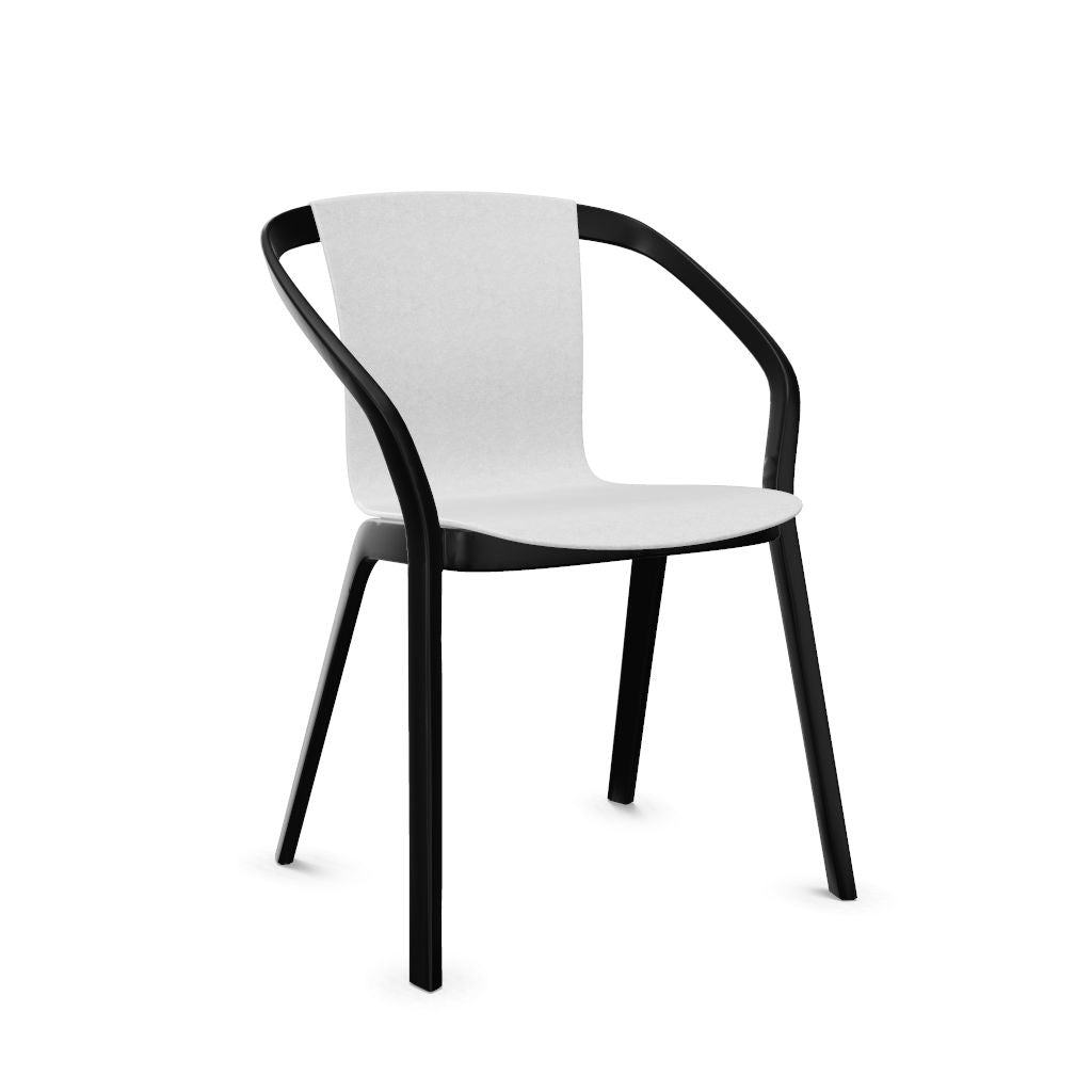 Workwell Sedus semood se mood Vierfuss Stuhl mit Kunststoff-Sitz aus Filz hellgrau und Gestell schwarz, stapelbar