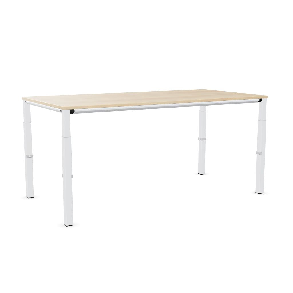 Workwell Sedus temptation four Schreibtisch mit Tischplatte akazie und Gestell weiss, hoehenverstellbar