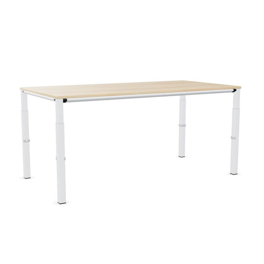 Workwell Sedus temptation four Schreibtisch mit Tischplatte akazie und Gestell weiss, hoehenverstellbar