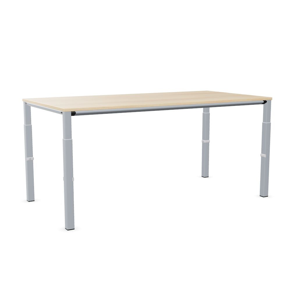 Workwell Sedus temptation four Schreibtisch mit Tischplatte akazie und Gestell weissaluminium, hoehenverstellbar
