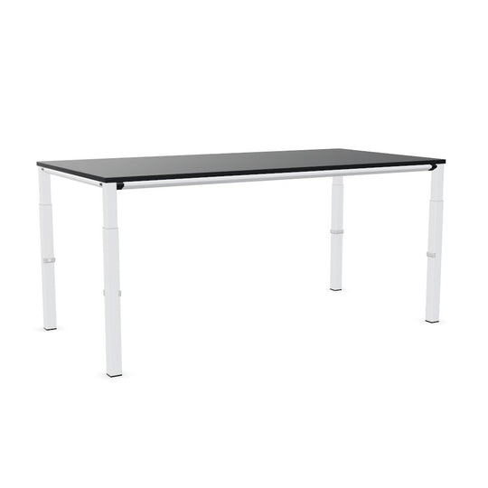 Workwell Sedus temptation four Schreibtisch mit Tischplatte graphitschwarz und Gestell weiss, hoehenverstellbar