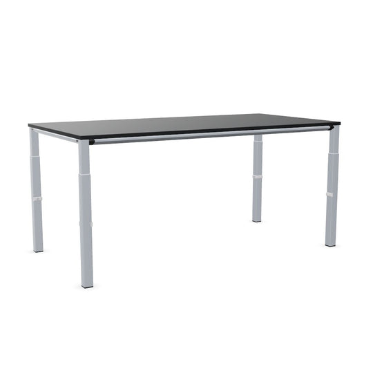 Workwell Sedus temptation four Schreibtisch mit Tischplatte graphitschwarz und Gestell weissaluminium, hoehenverstellbar