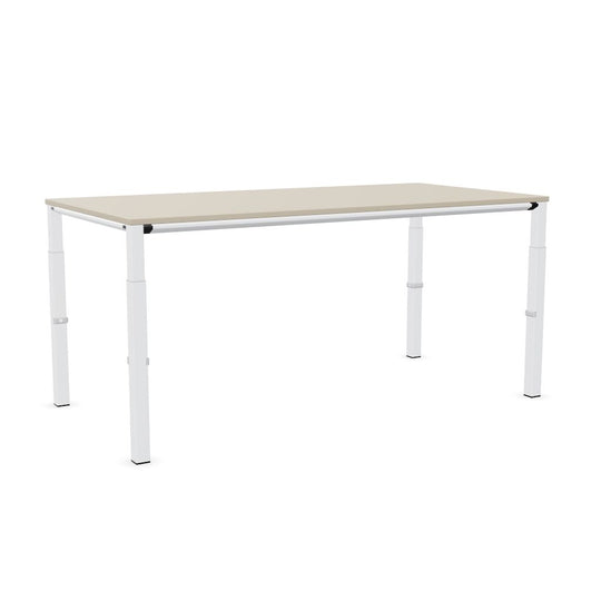 Workwell Sedus temptation four Schreibtisch mit Tischplatte kieselgrau und Gestell weiss, hoehenverstellbar