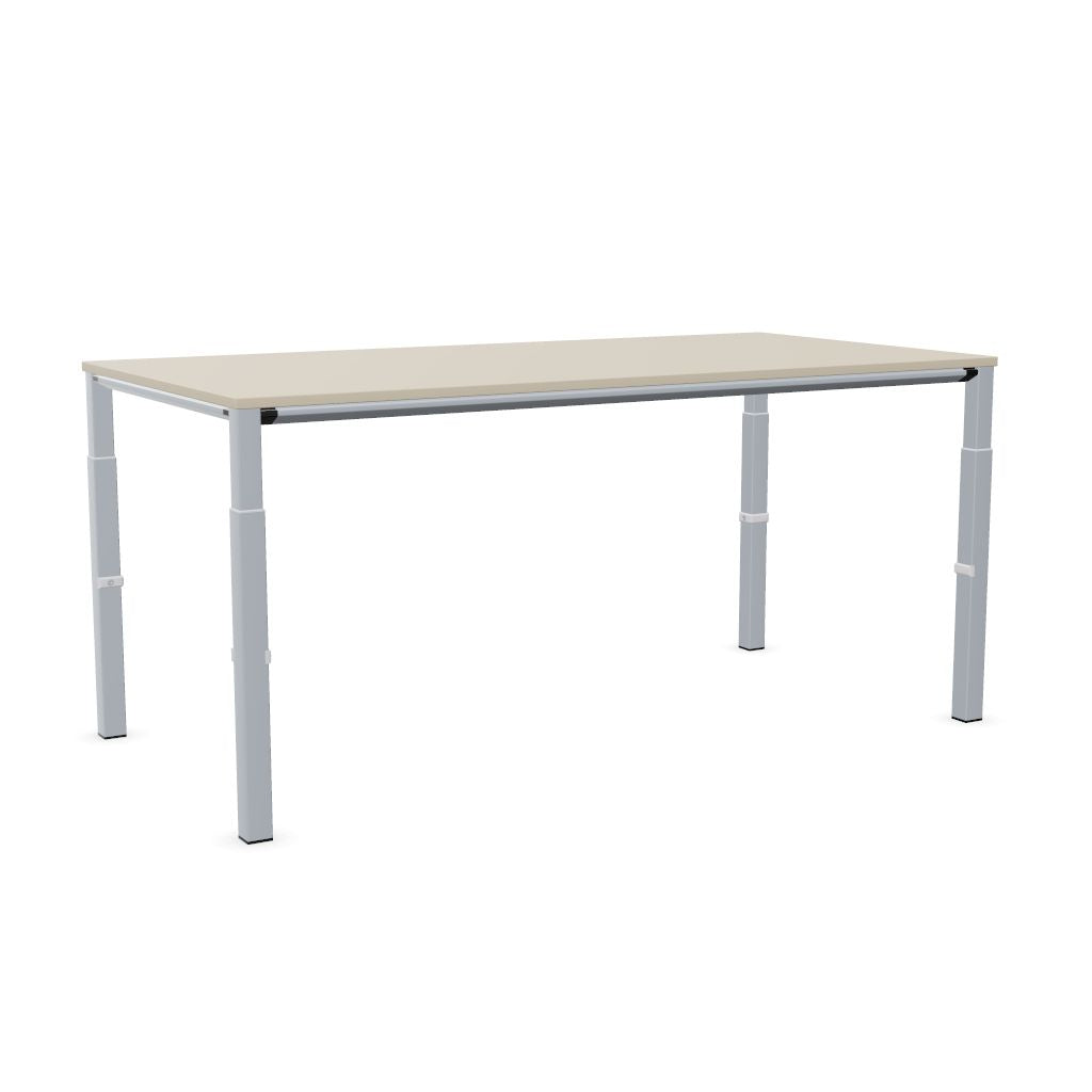 Workwell Sedus temptation four Schreibtisch mit Tischplatte kieselgrau und Gestell weissaluminium, hoehenverstellbar