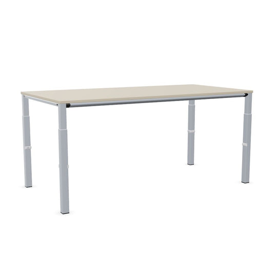 Workwell Sedus temptation four Schreibtisch mit Tischplatte kieselgrau und Gestell weissaluminium, hoehenverstellbar