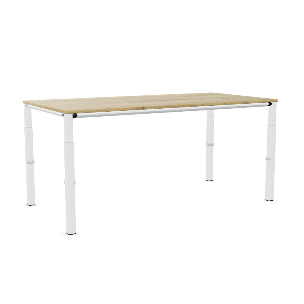 Workwell Sedus temptation four Schreibtisch mit Tischplatte likewood eiche und Gestell weiss, hoehenverstellbar