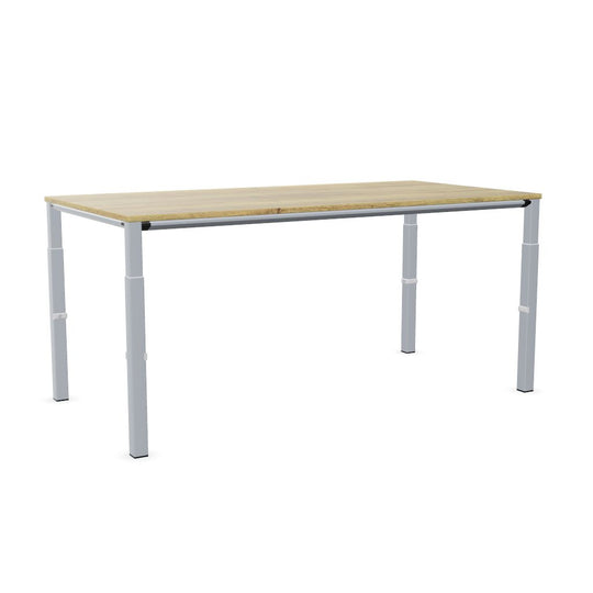 Workwell Sedus temptation four Schreibtisch mit Tischplatte likewood eiche und Gestell weissaluminium, hoehenverstellbar