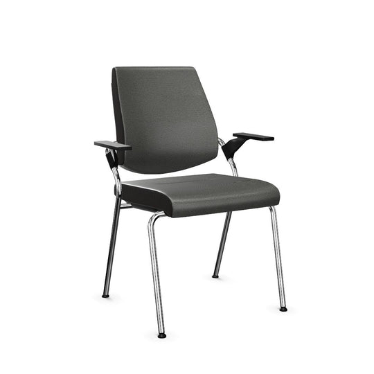 Workwell Sedus black dot Vierfuss Stuhl mit Bezug basaltgrau und Gestell poliert inklusive Armlehnen