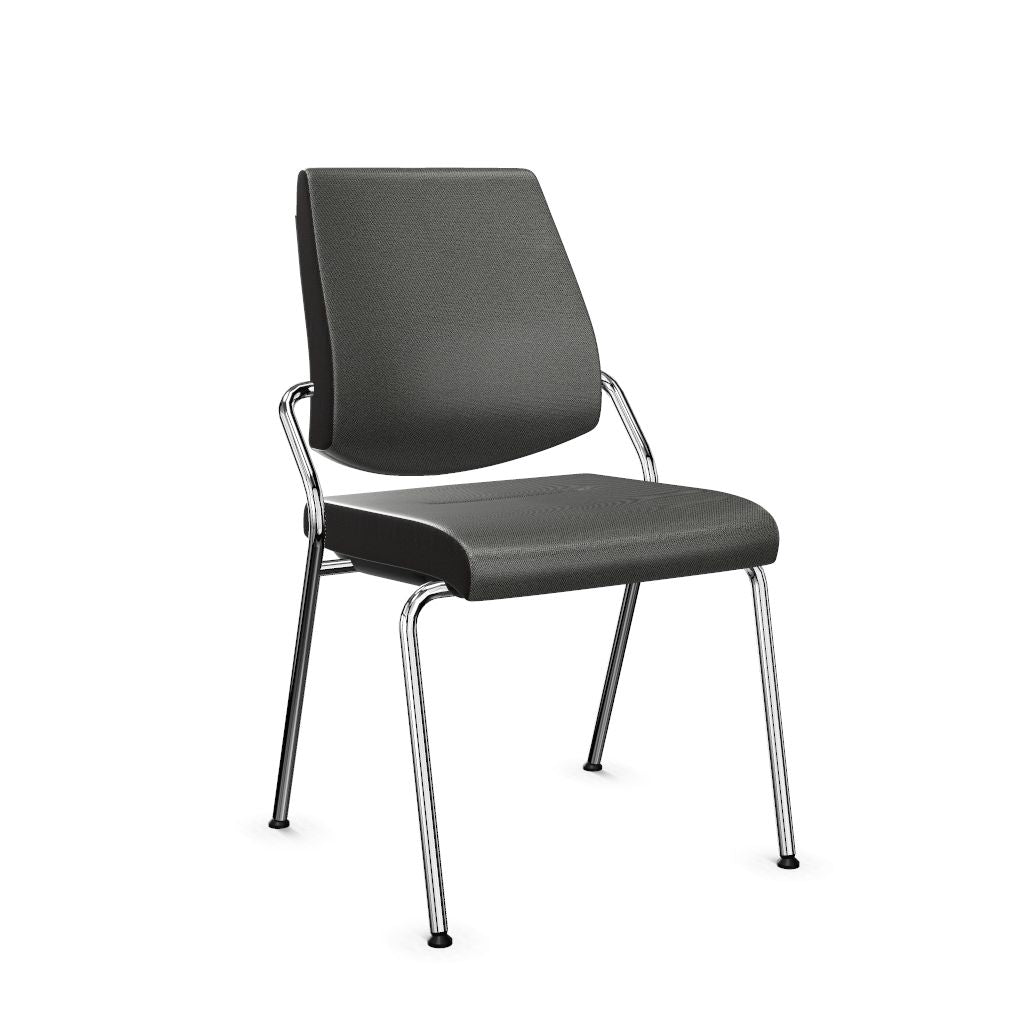Workwell Sedus black dot Vierfuss Stuhl mit Bezug basaltgrau und Gestell poliert, stapelbar