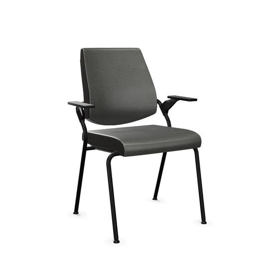 Workwell Sedus black dot Vierfuss Stuhl mit Bezug basaltgrau und Gestell schwarz inklusive Armlehnen