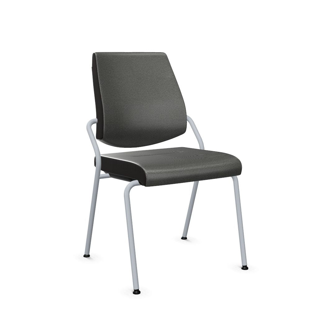 Workwell Sedus black dot Vierfuss Stuhl mit Bezug basaltgrau und Gestell weissaluminium, stapelbar