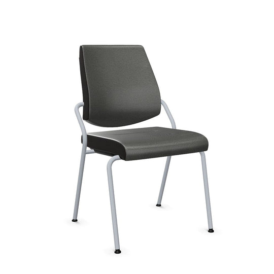 Workwell Sedus black dot Vierfuss Stuhl mit Bezug basaltgrau und Gestell weissaluminium, stapelbar
