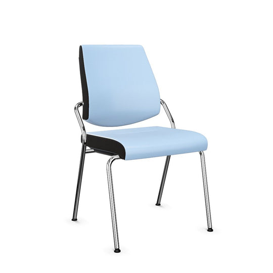Workwell Sedus black dot Vierfuss Stuhl mit Bezug hellblau und Gestell poliert, stapelbar