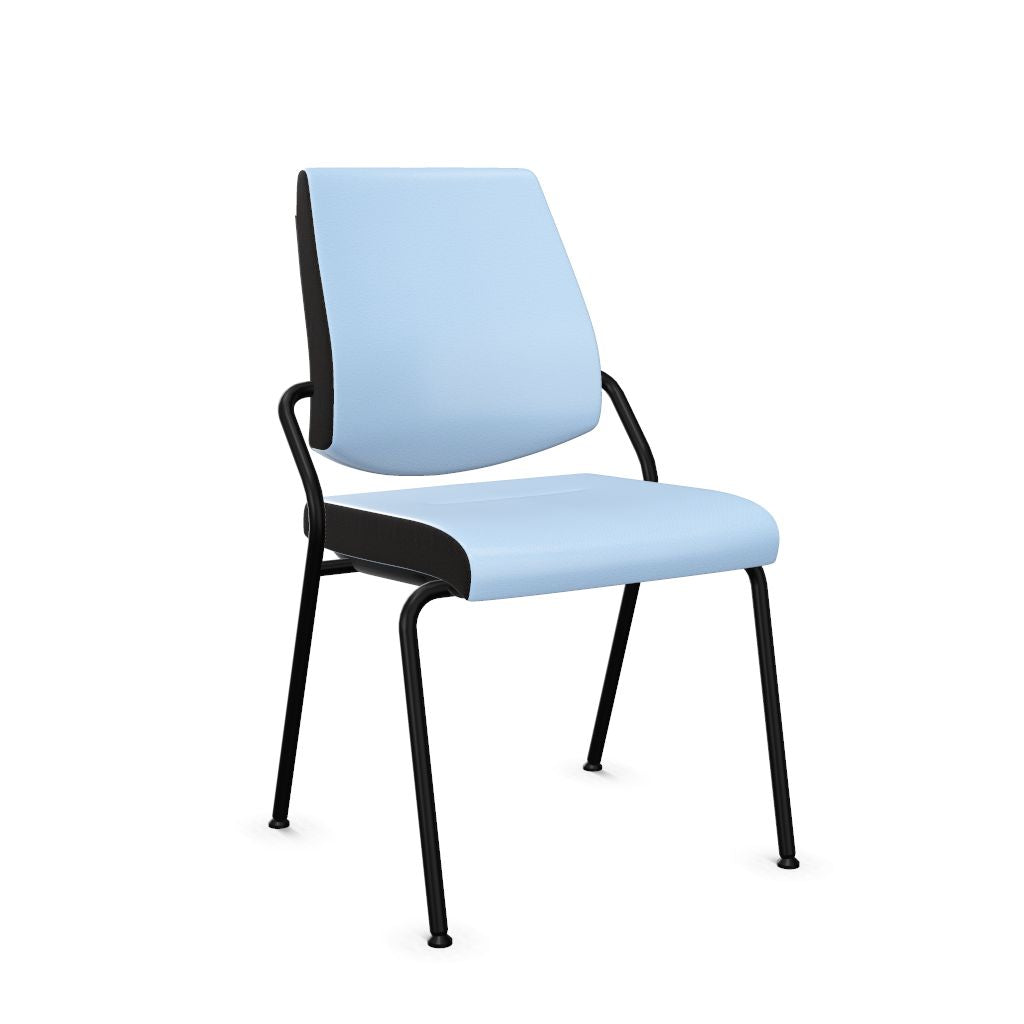 Workwell Sedus black dot Vierfuss Stuhl mit Bezug hellblau und Gestell schwarz, stapelbar