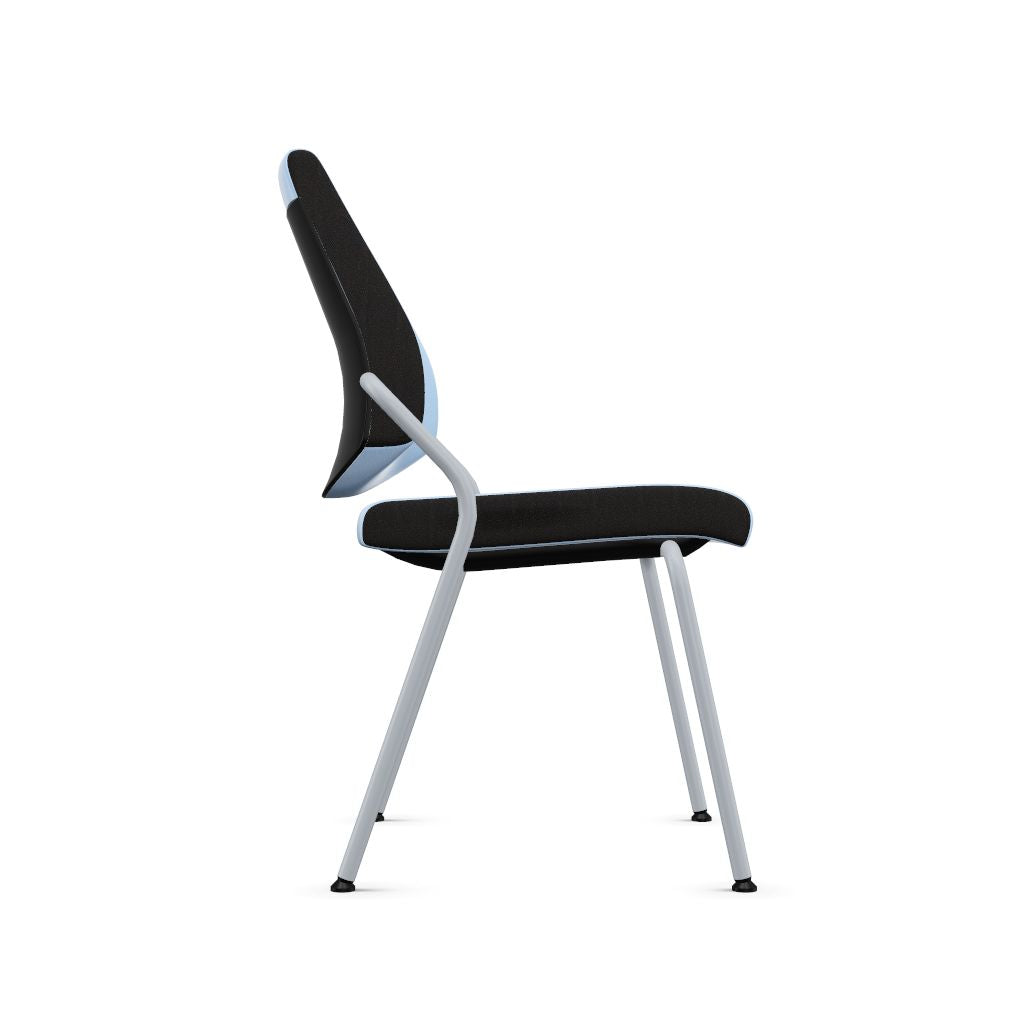 Workwell Sedus black dot Vierfuss Stuhl mit Bezug hellblau und Gestell weissaluminium, stapelbar