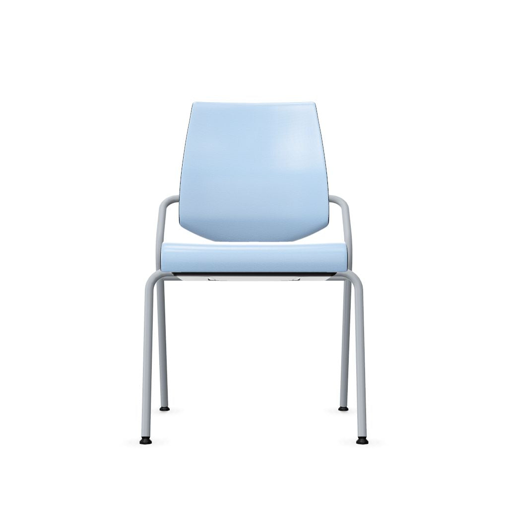 Workwell Sedus black dot Vierfuss Stuhl mit Bezug hellblau und Gestell weissaluminium, stapelbar