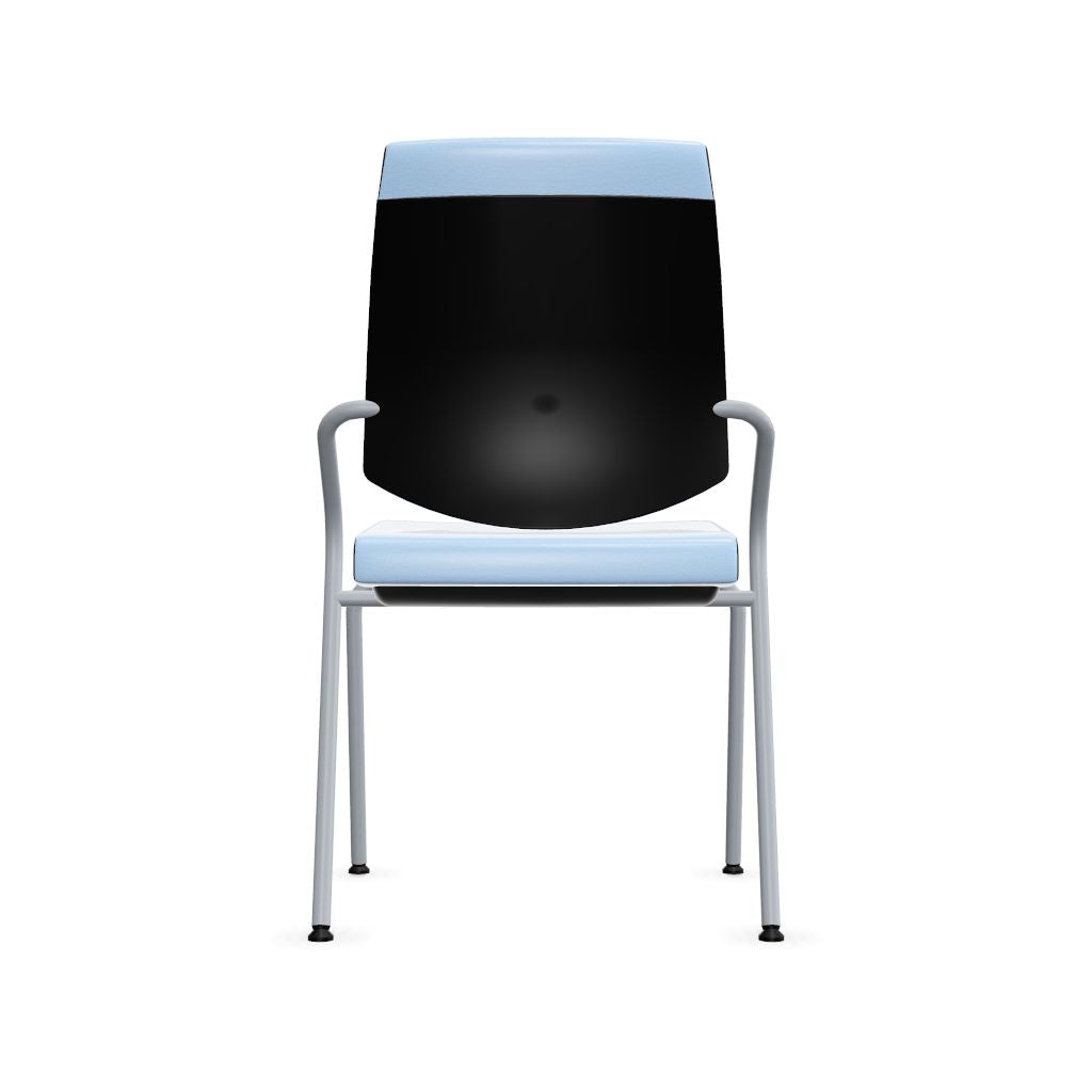Workwell Sedus black dot Vierfuss Stuhl mit Bezug hellblau und Gestell weissaluminium, stapelbar