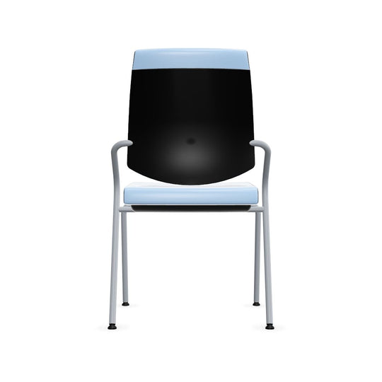 Workwell Sedus black dot Vierfuss Stuhl mit Bezug hellblau und Gestell weissaluminium, stapelbar
