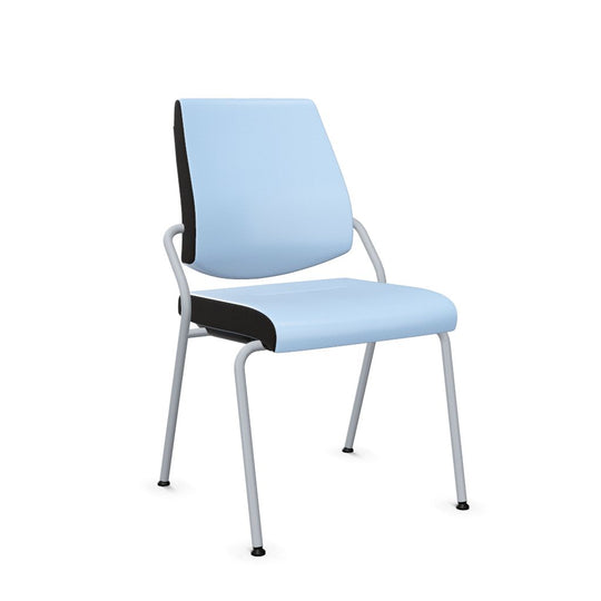 Workwell Sedus black dot Vierfuss Stuhl mit Bezug hellblau und Gestell weissaluminium, stapelbar