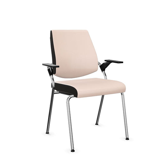 Workwell Sedus black dot Vierfuss Stuhl mit Bezug lachs und Gestell poliert inklusive Armlehnen