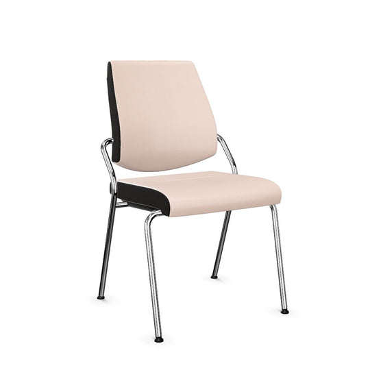 Workwell Sedus black dot Vierfuss Stuhl mit Bezug lachs und Gestell poliert, stapelbar