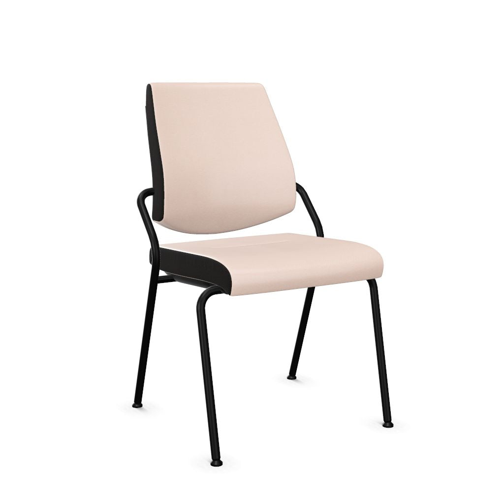 Workwell Sedus black dot Vierfuss Stuhl mit Bezug lachs und Gestell schwarz, stapelbar