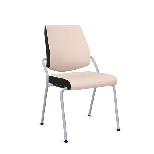 Workwell Sedus black dot Vierfuss Stuhl mit Bezug lachs und Gestell weissaluminium, stapelbar