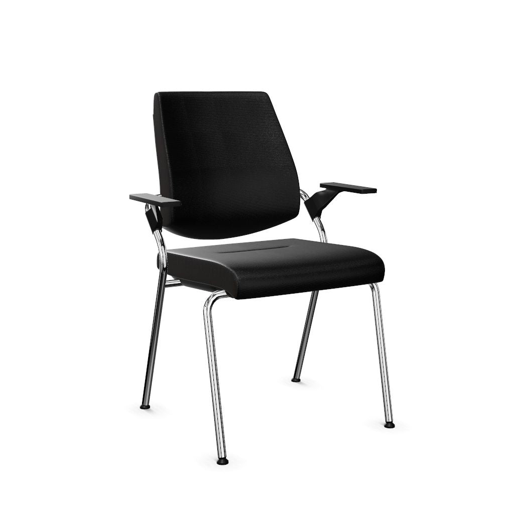 Workwell Sedus black dot Vierfuss Stuhl mit Bezug schwarz und Gestell poliert inklusive Armlehnen