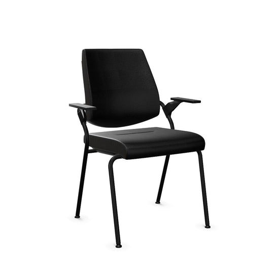 Workwell Sedus black dot Vierfuss Stuhl mit Bezug schwarz und Gestell schwarz inklusive Armlehnen