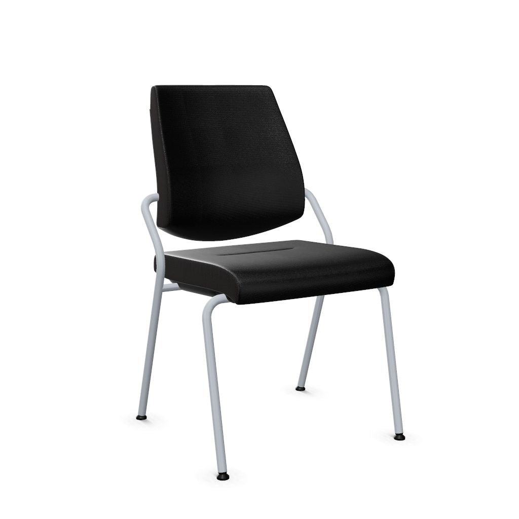 Workwell Sedus black dot Vierfuss Stuhl mit Bezug schwarz und Gestell weissaluminium, stapelbar