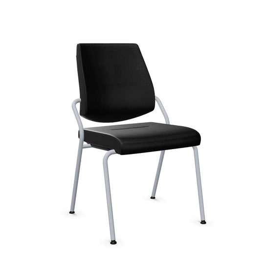 Workwell Sedus black dot Vierfuss Stuhl mit Bezug schwarz und Gestell weissaluminium, stapelbar