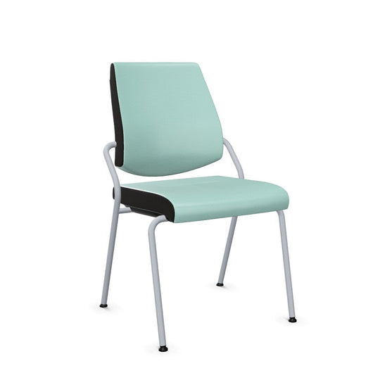 Workwell Sedus black dot Vierfuss Stuhl mit Bezug weissgruen und Gestell weissaluminium, stapelbar